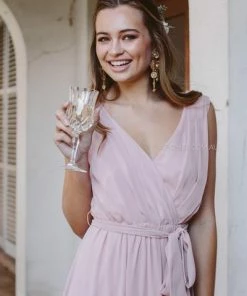 Esther Luxe Tulip Maxi Dress - Dark Blush