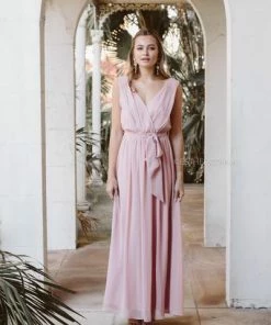 Esther Luxe Tulip Maxi Dress - Dark Blush