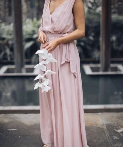 Esther Luxe Tulip Maxi Dress - Dark Blush
