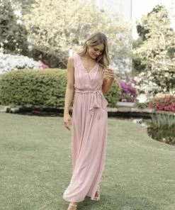 Esther Luxe Tulip Maxi Dress - Dark Blush