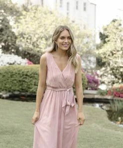 Esther Luxe Tulip Maxi Dress - Dark Blush