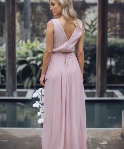 Esther Luxe Tulip Maxi Dress - Dark Blush