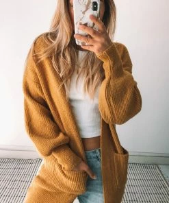 HQ Fashion Maternity Dresses Marvel Cardigan - Mustard