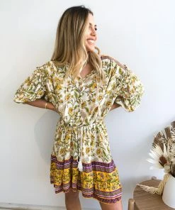 Pink Diamond Domo Dress - Yellow Print DRESSES