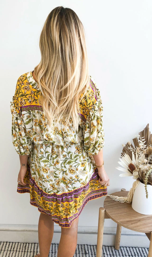 Pink Diamond Domo Dress - Yellow Print DRESSES 4 Pink Diamond Domo Dress - Yellow Print DRESSES