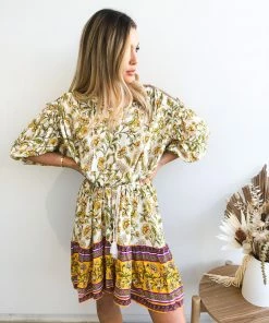 Pink Diamond Domo Dress - Yellow Print DRESSES 10 Pink Diamond Domo Dress - Yellow Print DRESSES